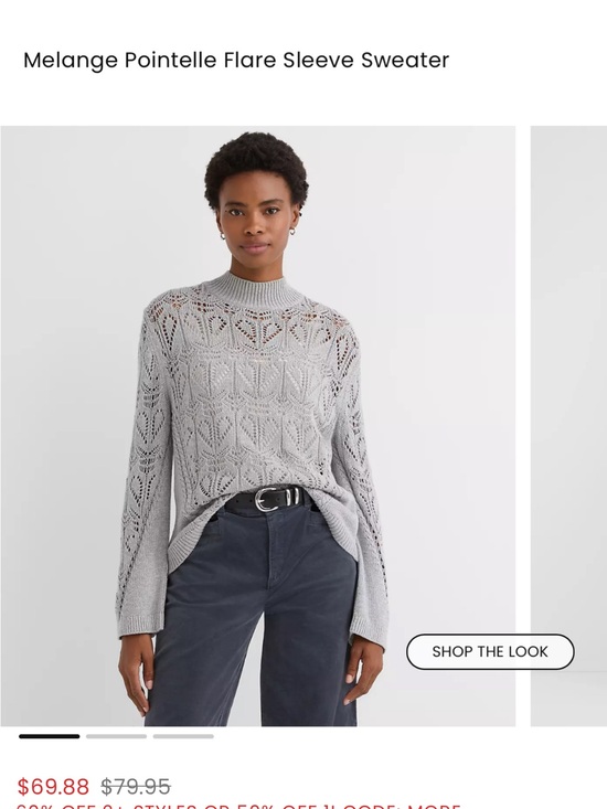 J. Crew Sweaters - J. Crew NWT Gray Pointelle Flare-Sleeve Sweater sz Med